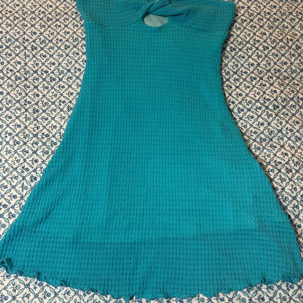 SHEIN NWOT Strapless Turquoise Dress